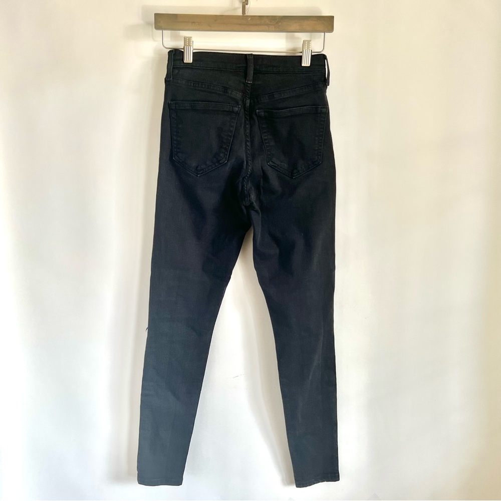 TOPSHOP Jamie High Waist Ripped Skinny Jeans in Black - Picture 4 of 8